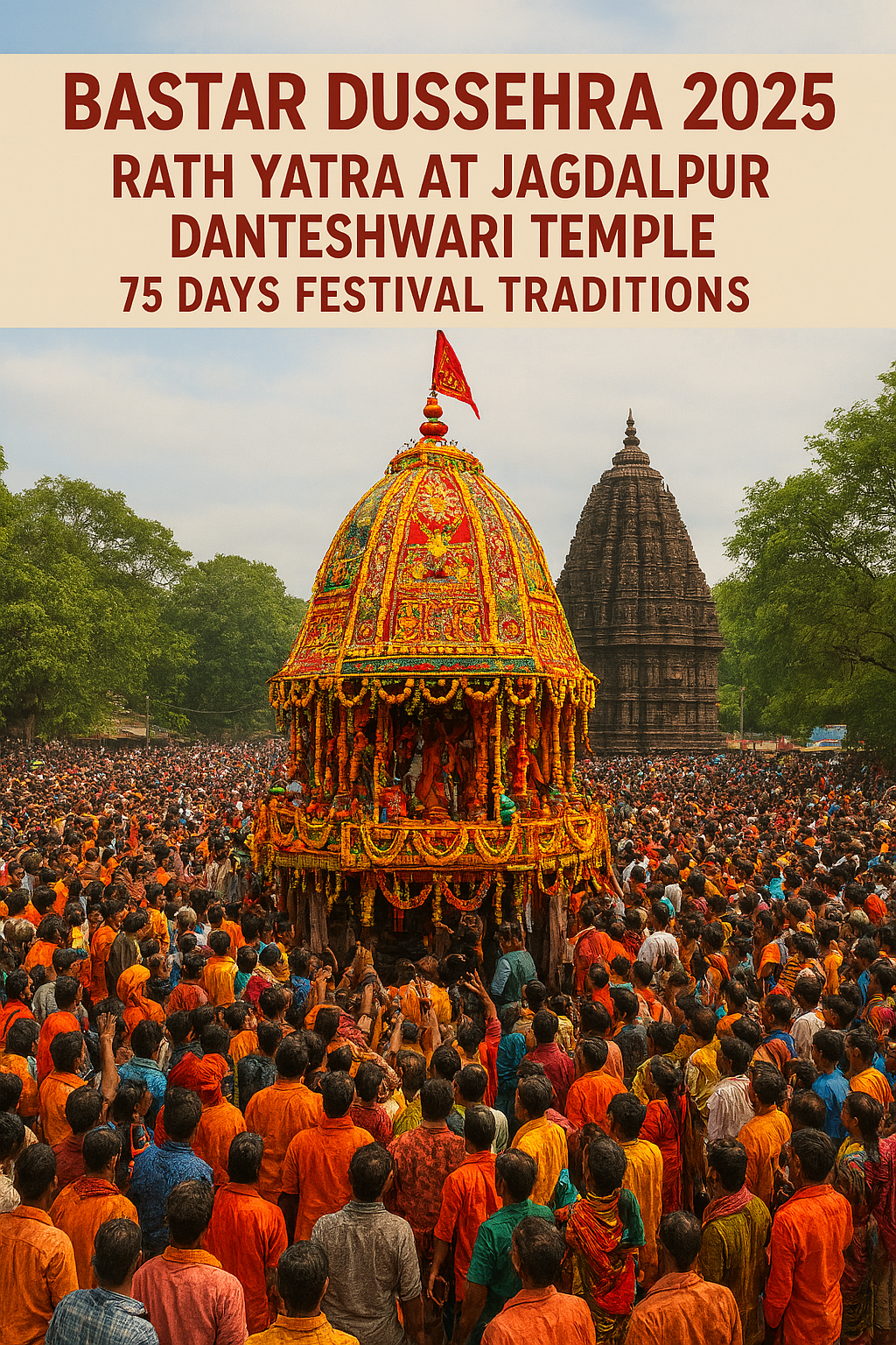 Bastar Dussehra 2025 Rath Yatra at Jagdalpur Danteshwari Temple – 75 Days Festival Traditions